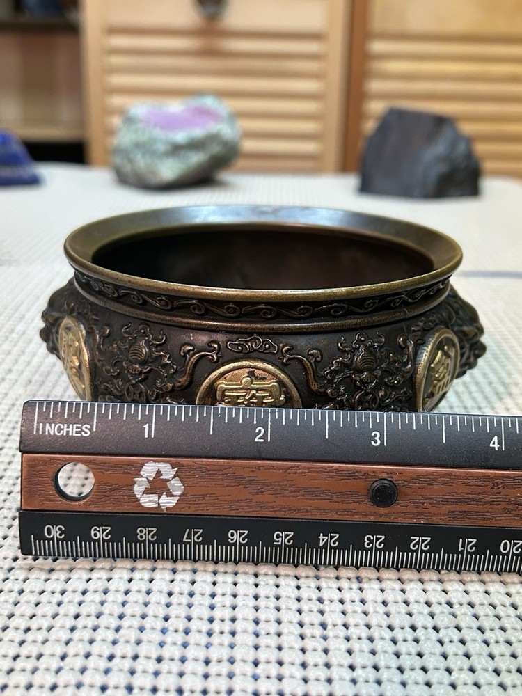 Marked China bronze Gilt Beast head statue Incense burner