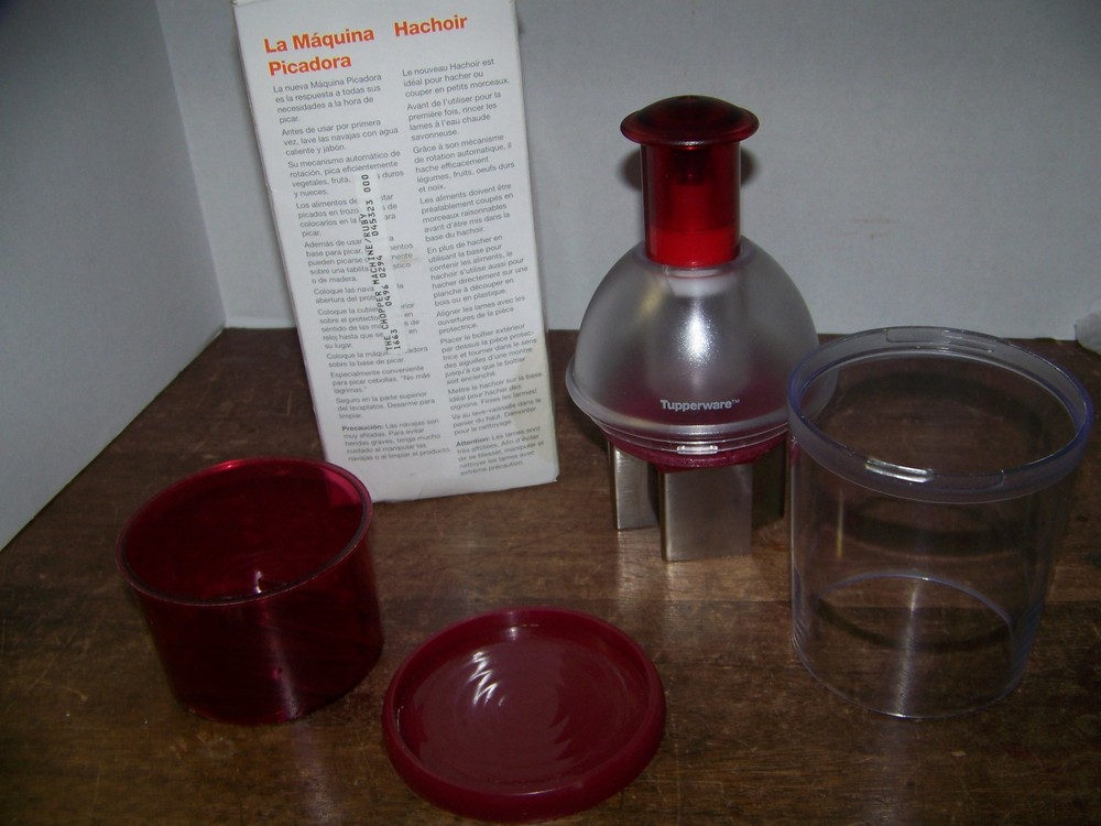 Vintage Tupperware The Chopper Machine Hand Chopper Ruby Red