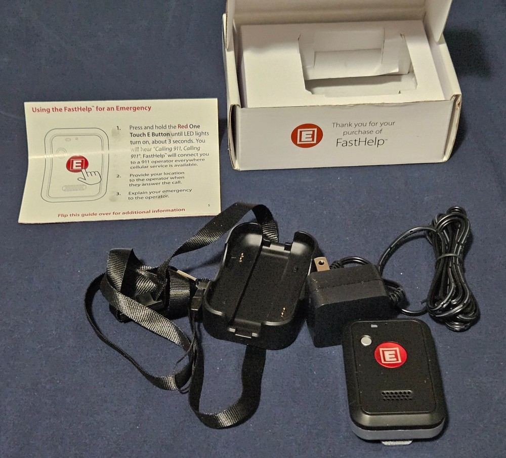 FastHelp Medical Alert Device No Monthly Fee SOS Pendant Open Box Complete