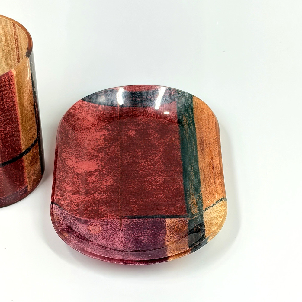 Contemporary Plaid Bath Accessory Set Cup Soap Dish