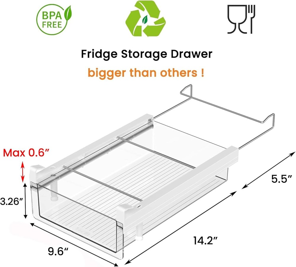 Large Fridge Under Shelf Drawer, Pull Out Refrigerator Drawer Organizer Fridge