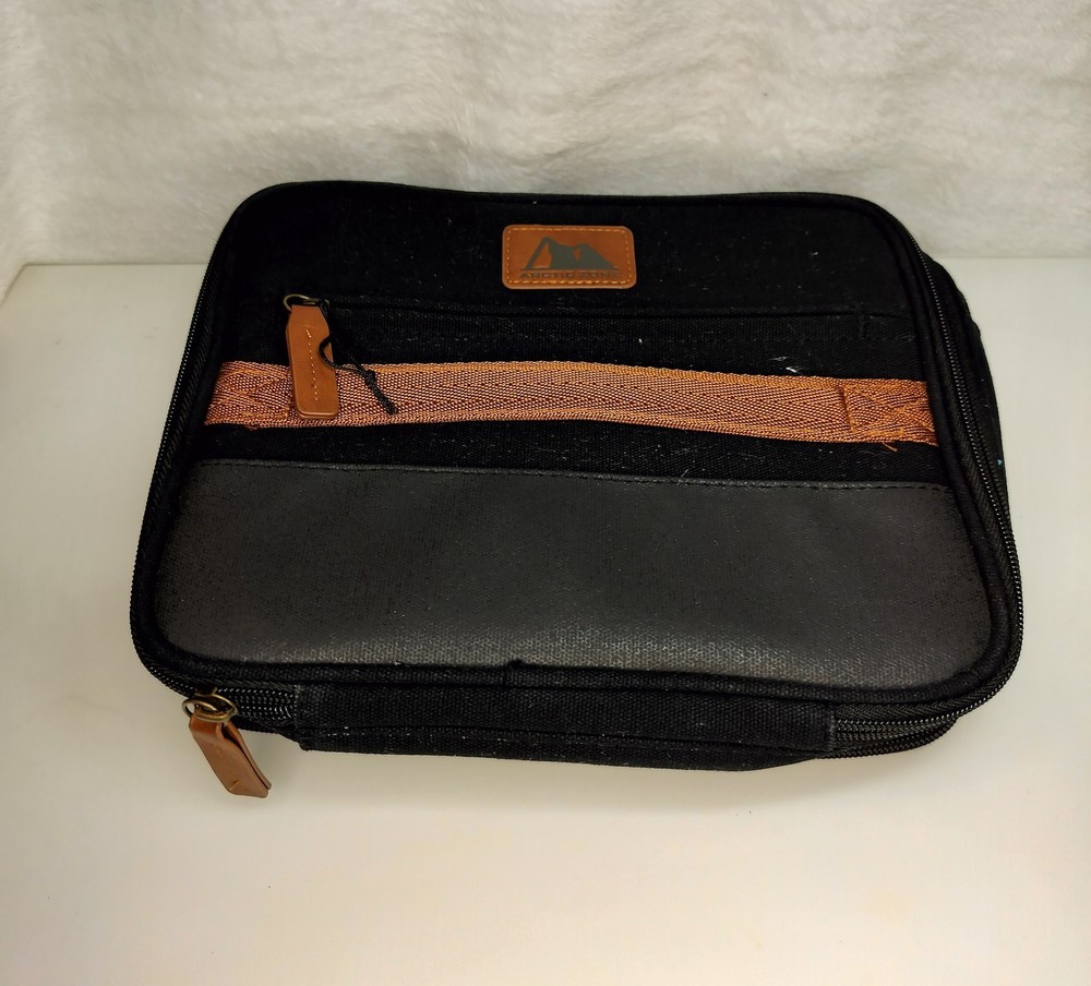 Canvas Expandable Horizontal Lunch Box with Removable Shoulder Strap - Black