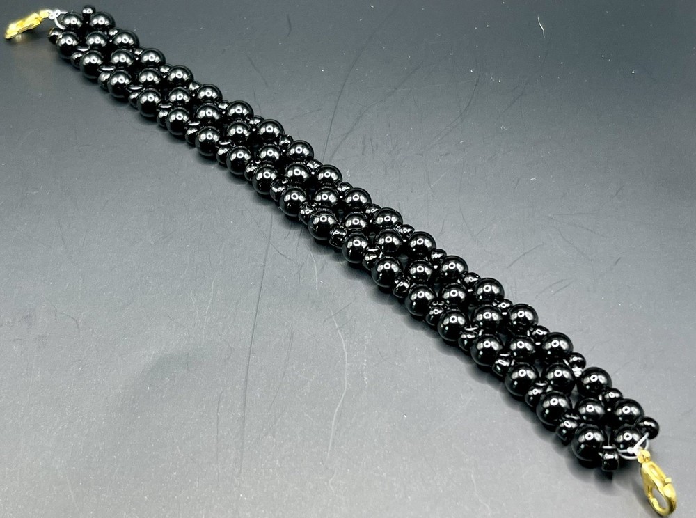 Handmade Beaded Bracelet.  Black