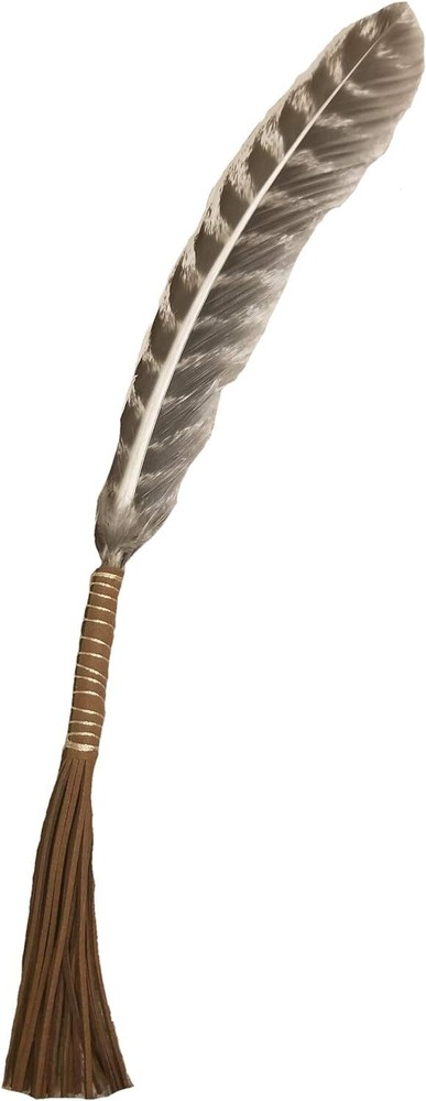 10" Leather Wrapped Smudging Feather with Tassel