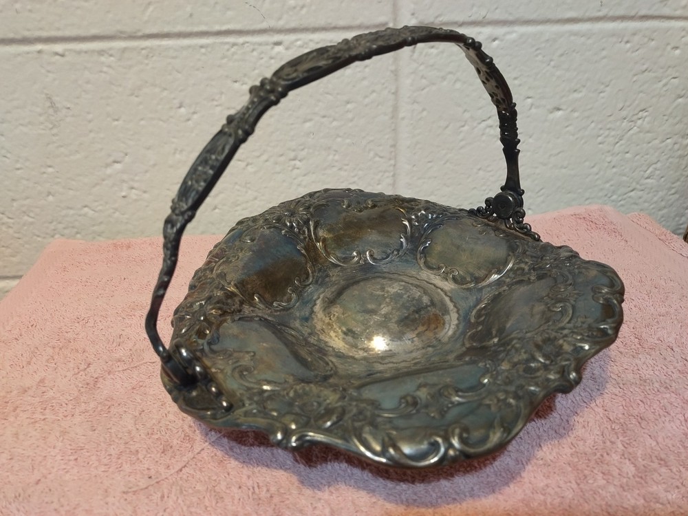 Antique Homan Silver Plate Bowl with Handle, EXC