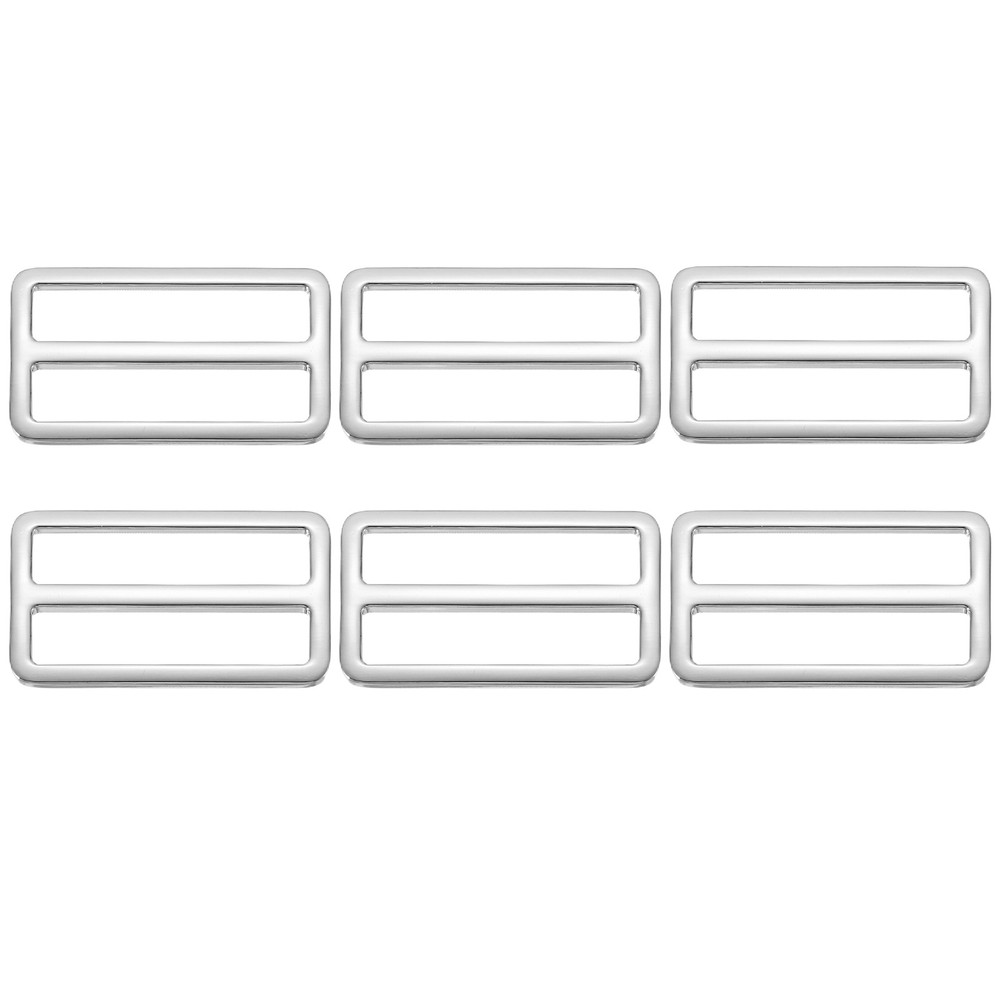 Slide Tri-Glide Buckle, 1-1/2"Metal Adjustable Slide Rectangle 6 Pcs & Silver