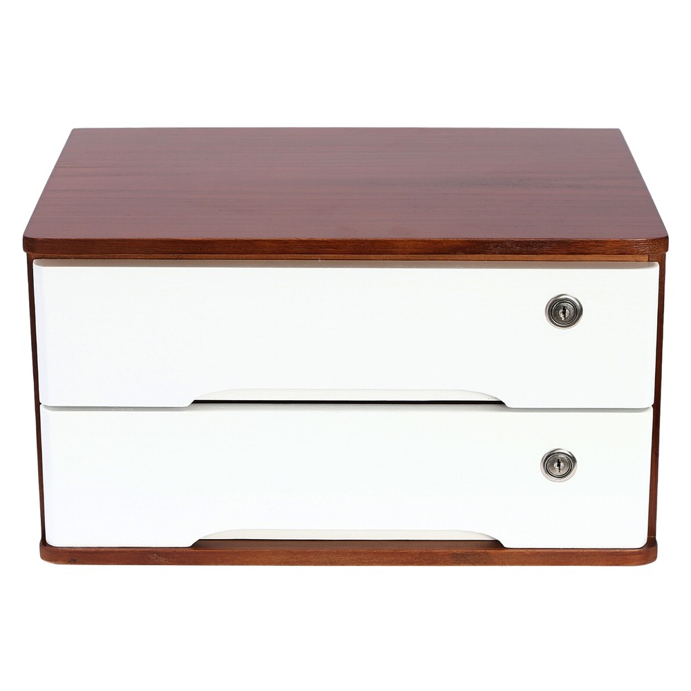 Wooden Desktop Storage Box, Desk Organizer, Desktop Storage Box+Lockable Drawer