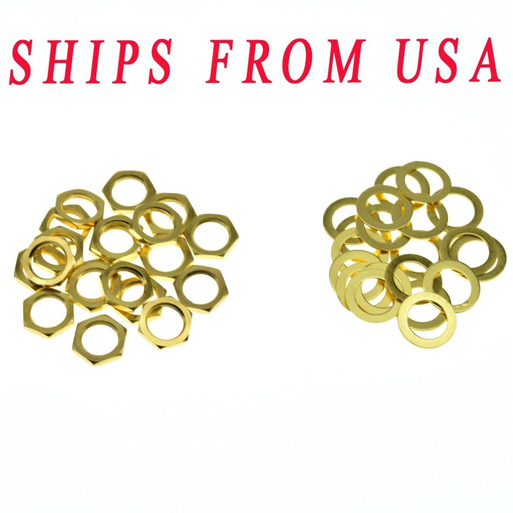 KAISH 20* Guitar Input Output Jack Socket Nuts & Washer Metric Jack Nuts Gold