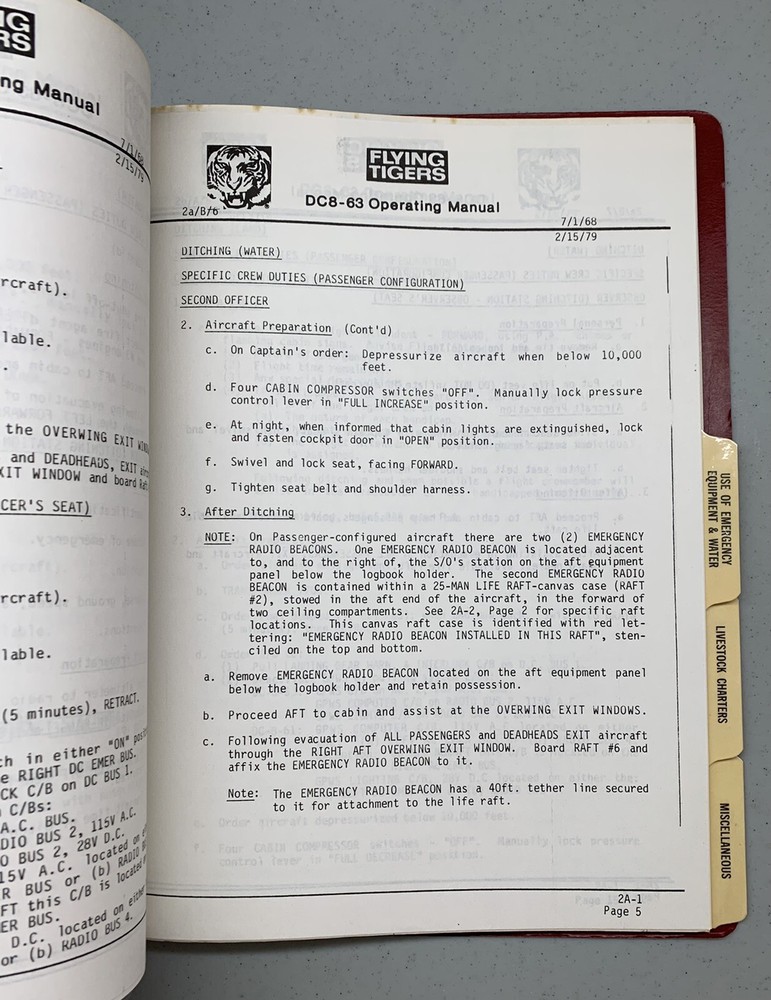 Flying Tiger Line DC-8-63 Emergency Procedures Training Manual