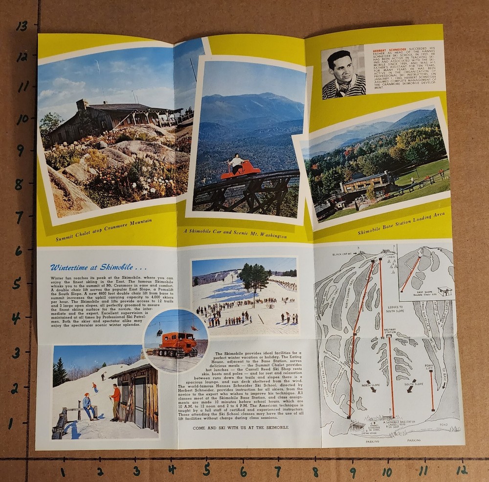 1960'S CRANMORE SKIMOBILE TRAIL MAP BROCHURES(2 DIFF.) PLUS 4 CURRENT TRAIL MAPS