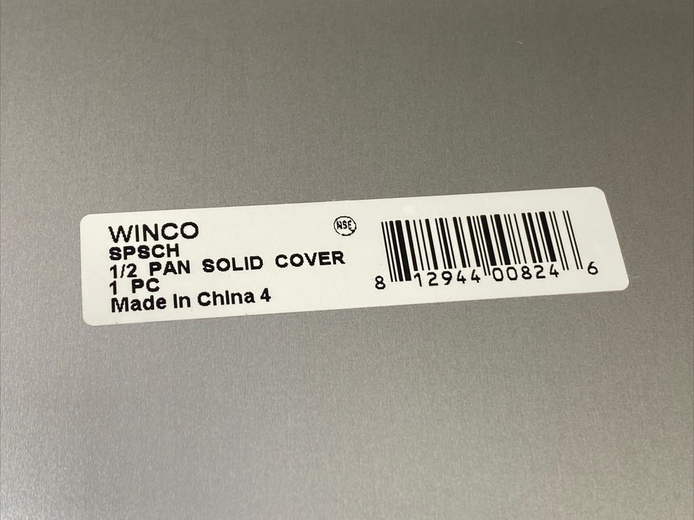 Winco SPSCH, Half-Size Solid Stainless Steel Steam Table Pan Solid Cover New