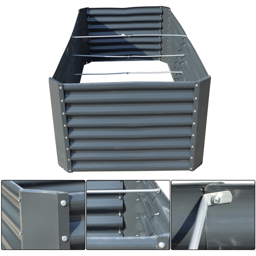 6x3x2 Ft Galvanized Garden Bed Elevated Raised Planter Boxes for Outdoor