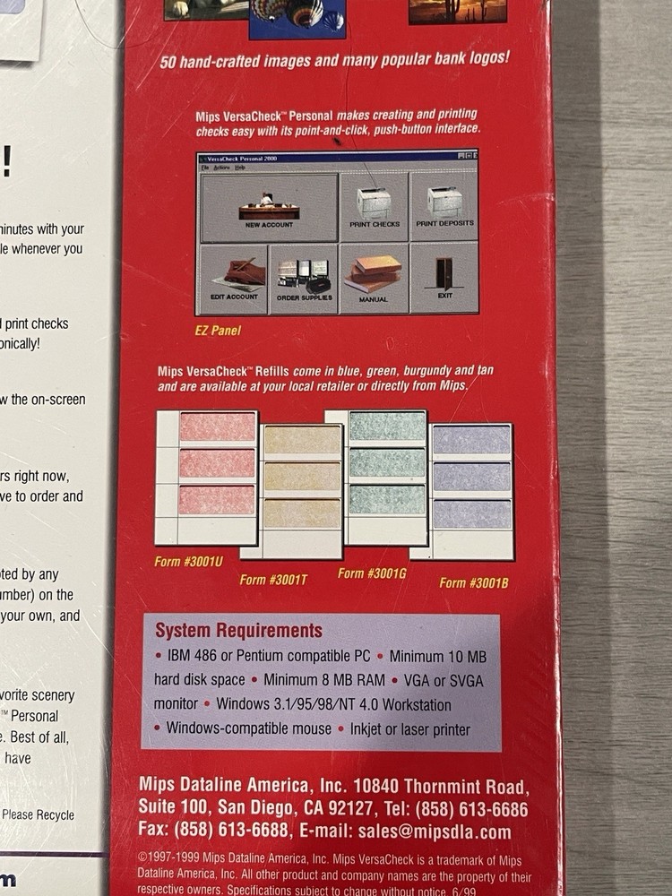VersaCheck 2000 Personal Custom Check Software PC CD-ROM with 150 Blank Checks