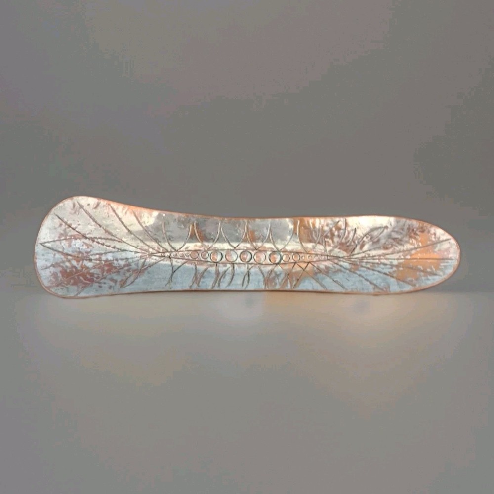 Decrotive Copper Tinned Leaf Design Dish 16" Long
