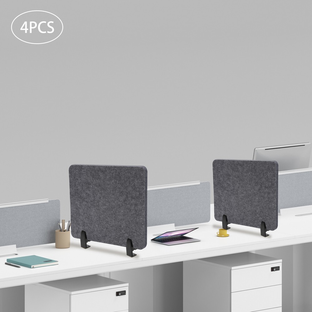 4PC Clamp-on Desktop Privacy Panel Screen Partition Cubicle Office Desk Divider