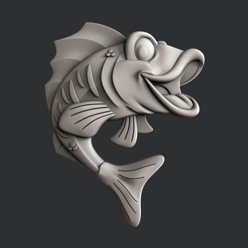 3d STL models for CNC, Artcam, Aspire, relief  fish