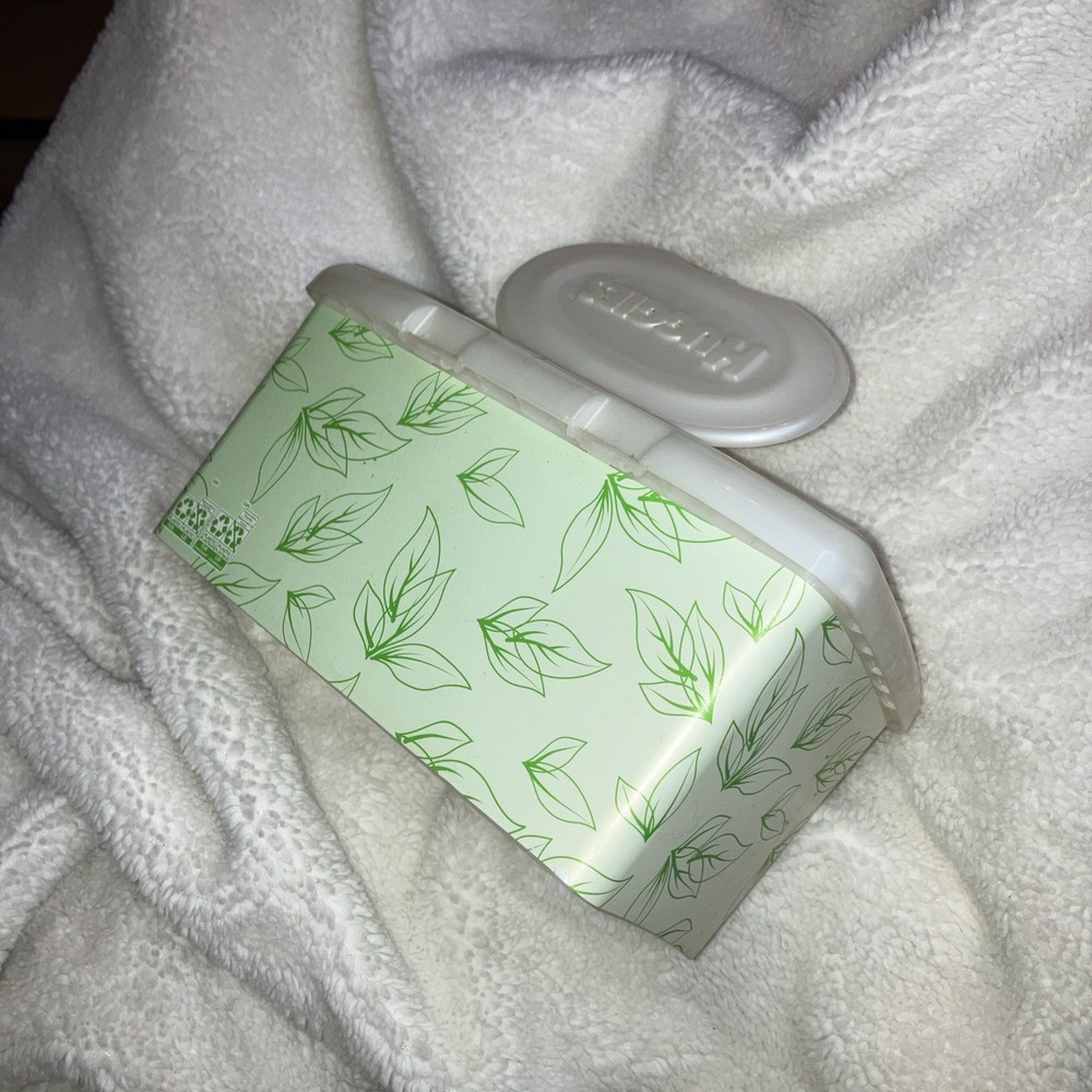 Huggies Baby Wipes Empty Pop Up Container Tub Refillable Green Leaves