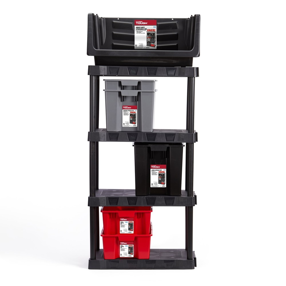 2 pack Heavy Duty Nesting Plastic Stack Bin Black