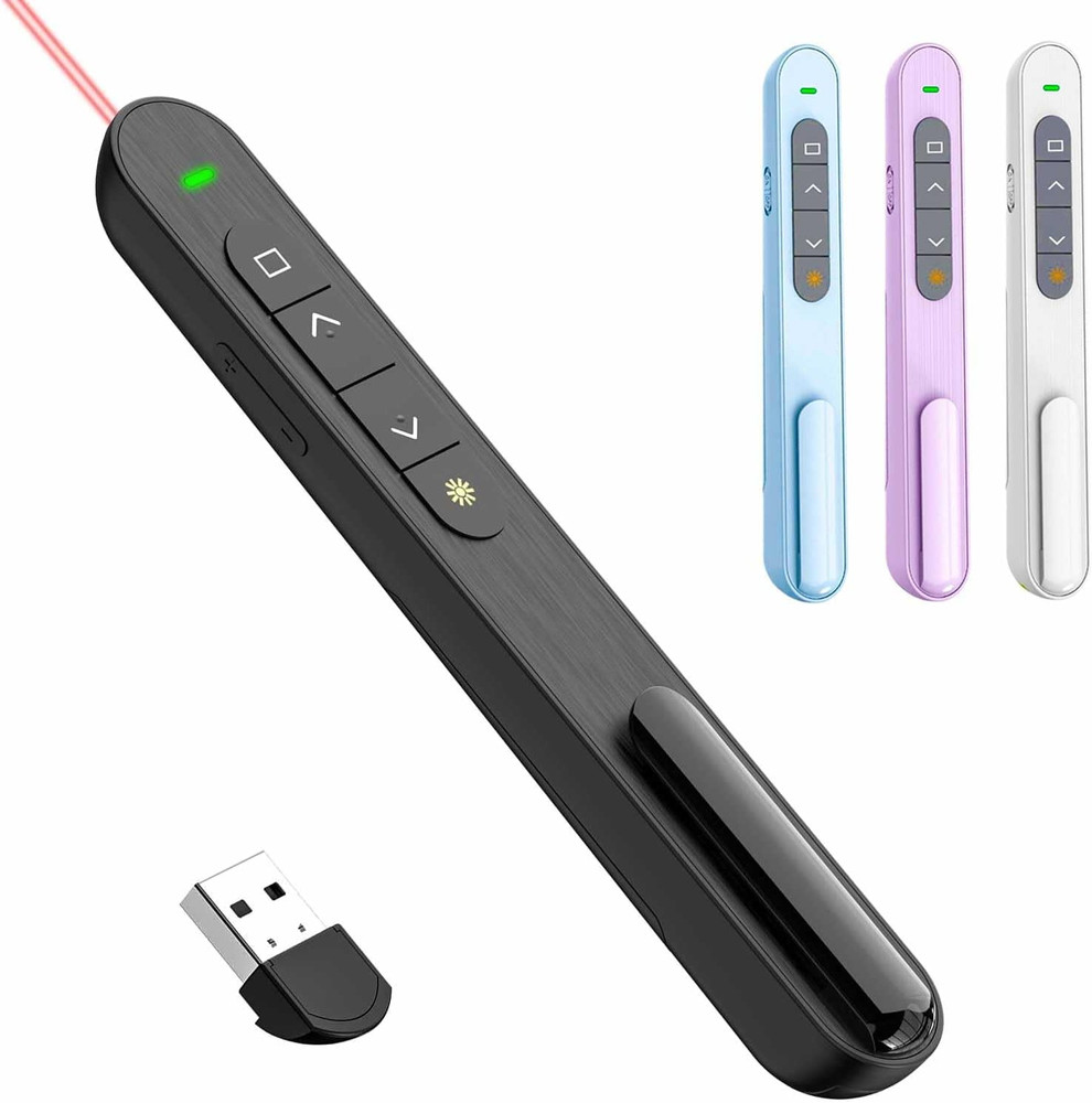 Presentation Clicker for Powerpoint, RF 2.4Ghz USB Wireless Presenter Remote wit