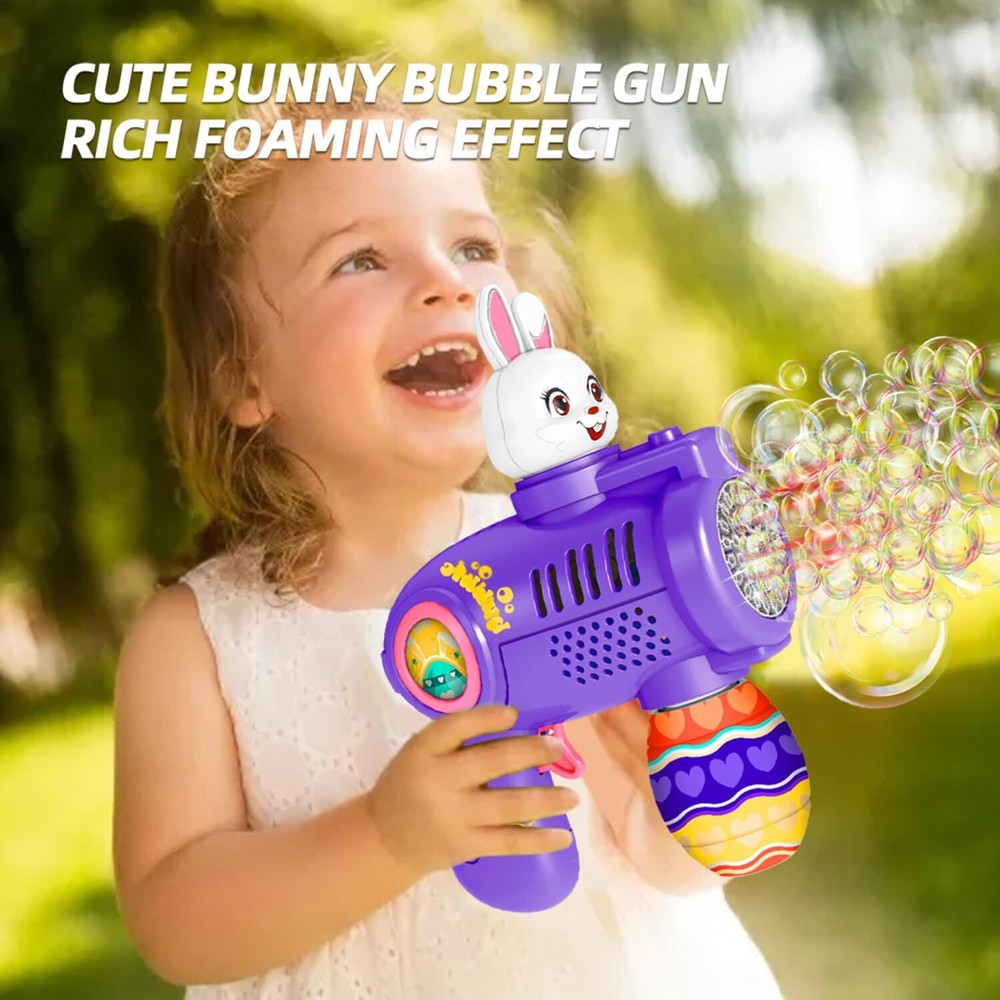 Easter Bunny Bubble Gun, Leak-Proof & Rich Bubble Rabbit Bubble Blower, Portable