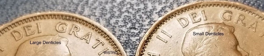 1955 1 Cent Canada Pennies - Two Types 🇨🇦 Large Denticle + Small Denticle