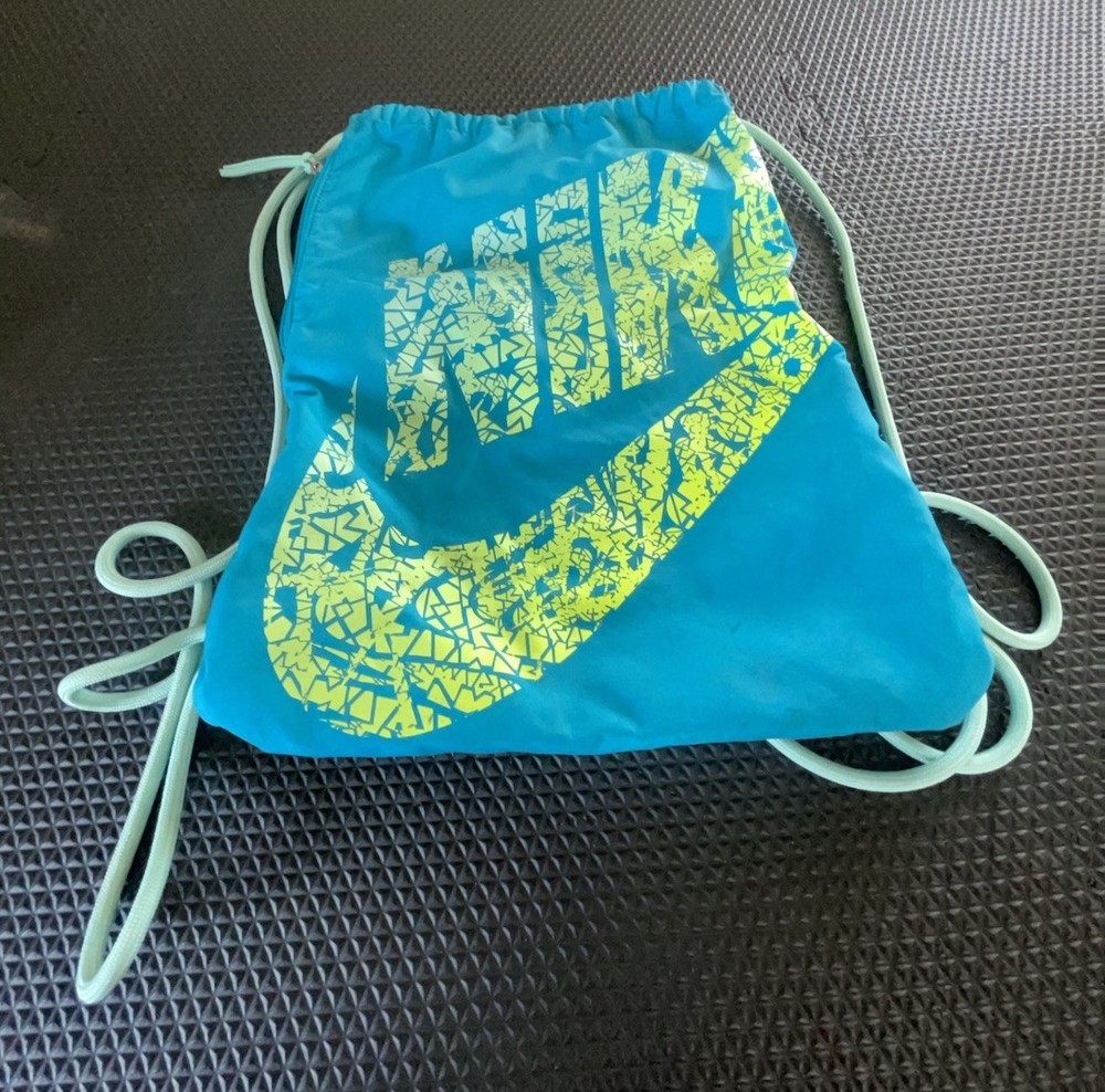 Nike Draw-String Bag Blue Neon Swoosh Logo Backpack