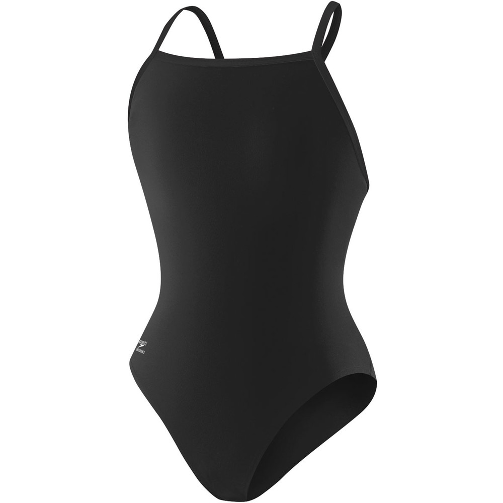 Speedo Women's Solid Powerflex Flyback Swimsuit Black 38 Item# 31005