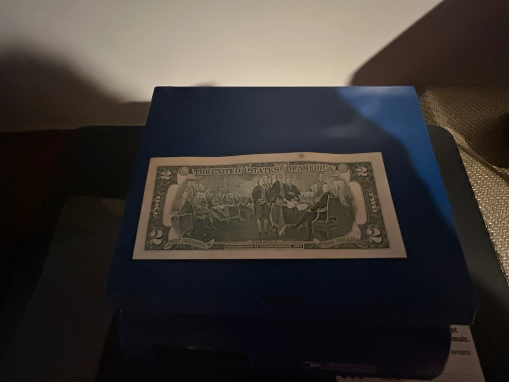 Vintage Mixed Media Flag Two Dollar Bill Graffiti