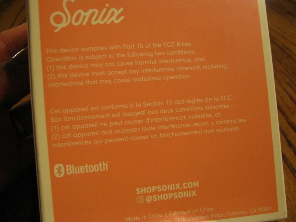 Sonix Bluetooth Speaker USB Charging Cable & Wrist Strap New