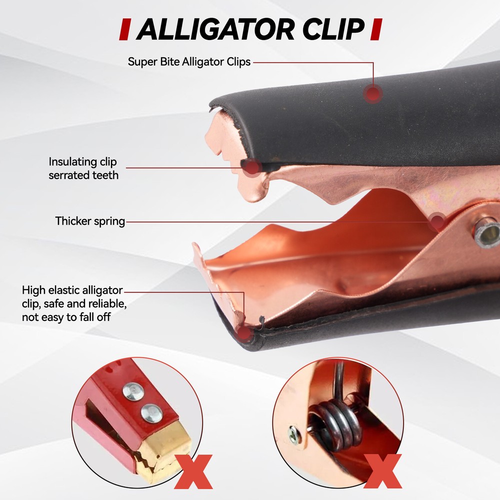 Car Cigarette Lighter Socket To Battery Alligator Clip Extension Cable 12V 10FT