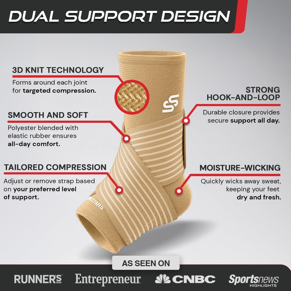 Adjustable Ankle Brace Compression Wrap Support Sleeve M Pair