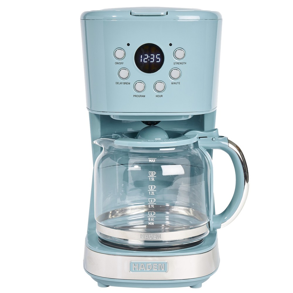 Haden Brighton 12 Cup Programmable Coffee Maker, Sky Blue & Chrome
