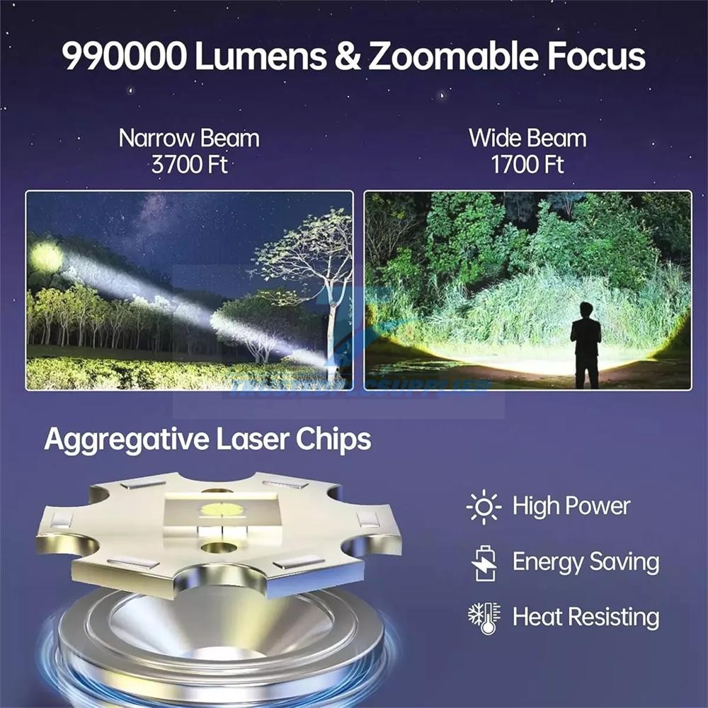 4 x 99000000 Lumens Super Bright LED USB Flashlight Rechargeable Work Light US