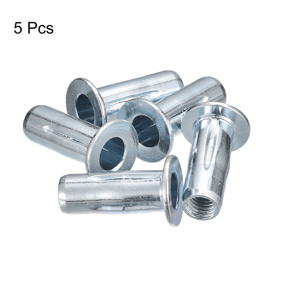 5pcs M8 Multi-Grip Rivet Nuts Pre-Bulbed Shank Flat Head Threaded Insert Nuts