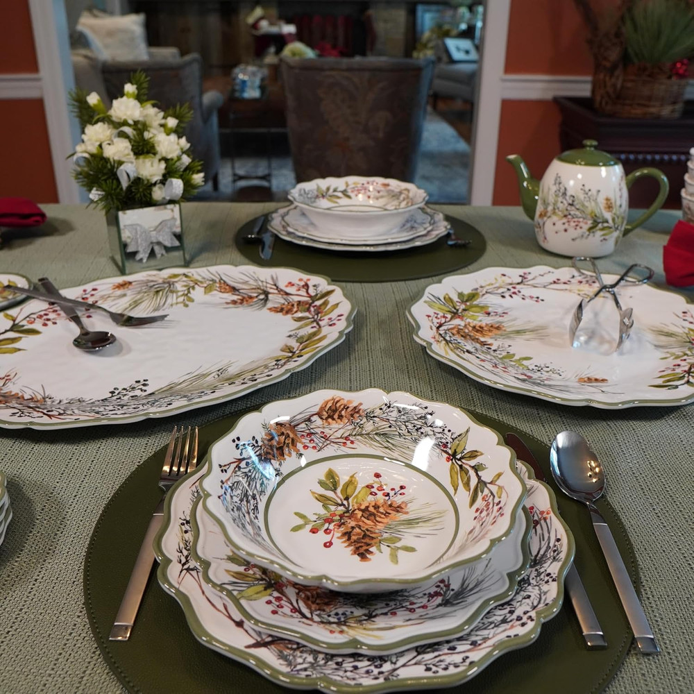 Winters Forest Melamine 2 Pc Platter Serving Set