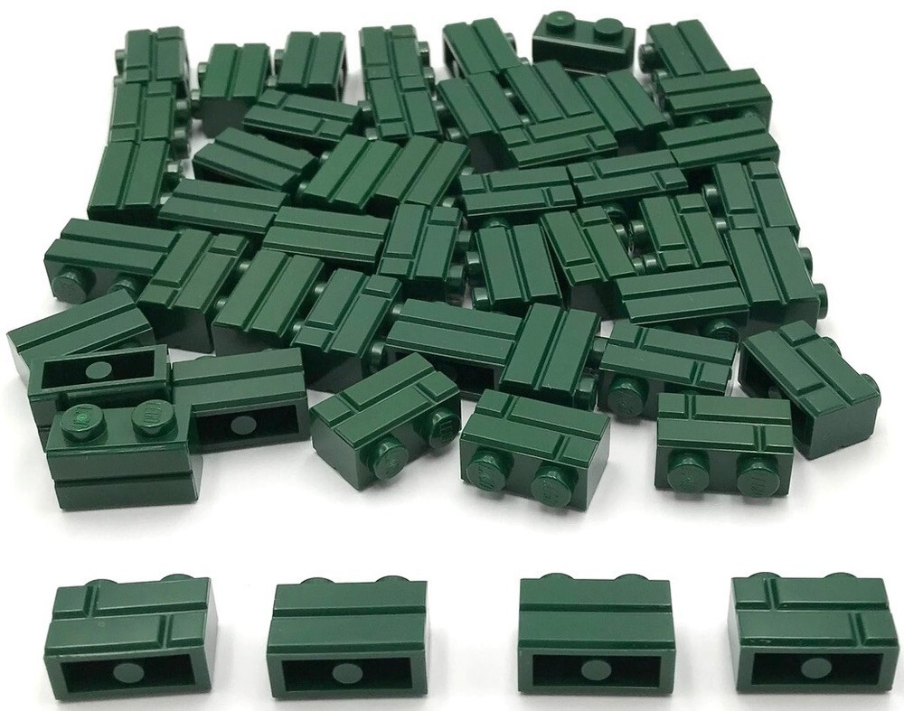 Lego 50 New Dark Green Bricks Building Blocks Modified 1 x 2 Masonry Profile
