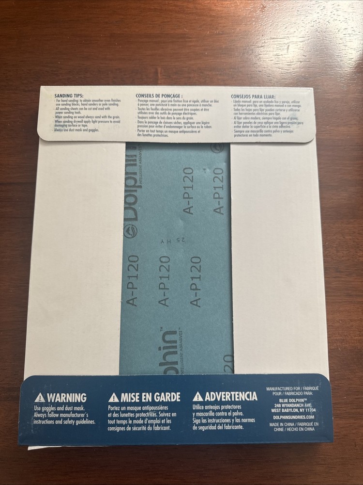 Blue Dolphin 120 Grit Sandpaper 25 Sheets