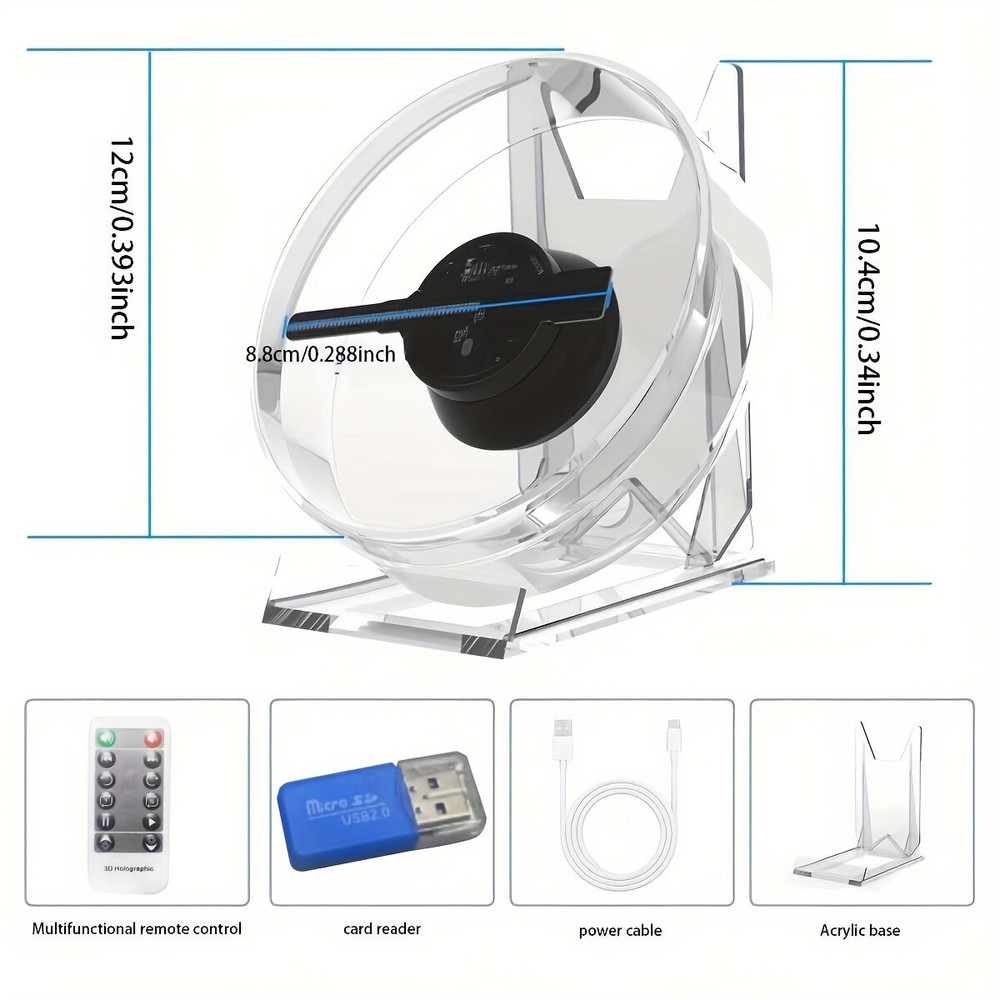 1PC USB 3D Holographic Projector, Remote, for Christmas