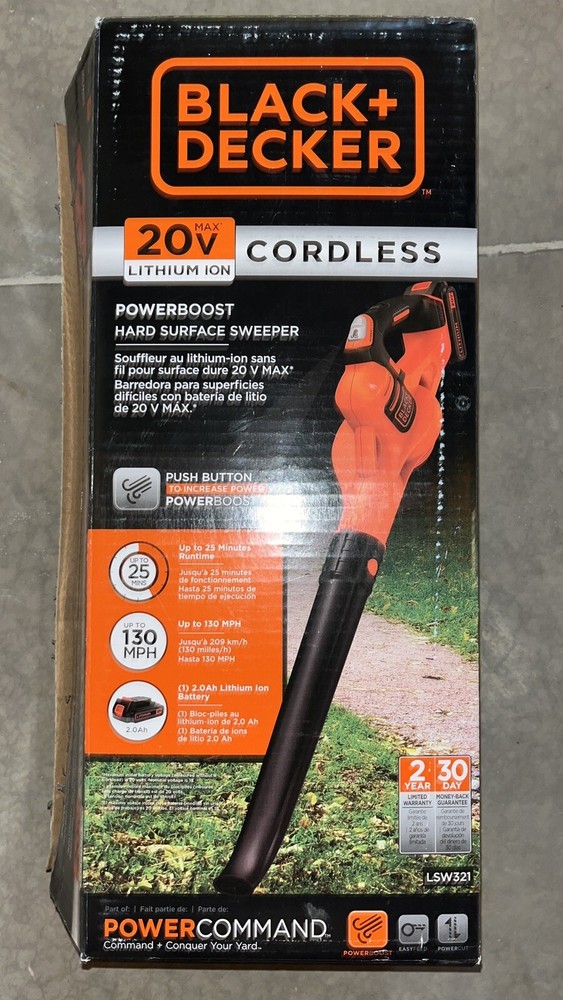 Bare Tool Black+Decker LSW321 20v Cordless Hard Surface Blower Sweeper w/o Batty