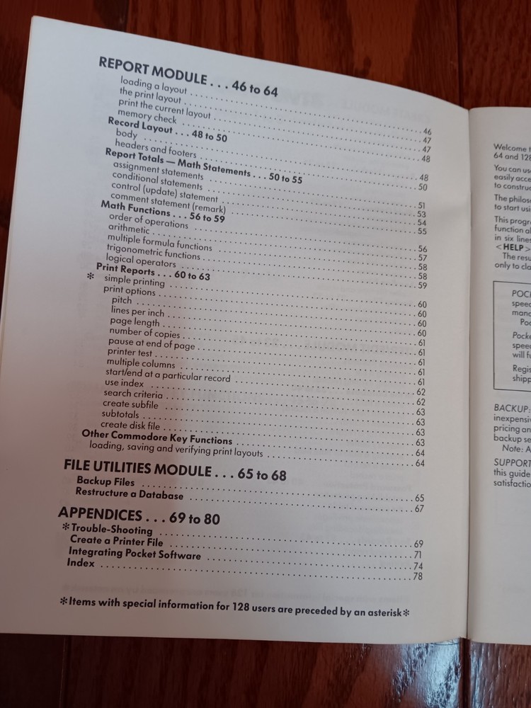 Commodore 128/64 Pocket Writer/Filer/Planner Three Reference Guides