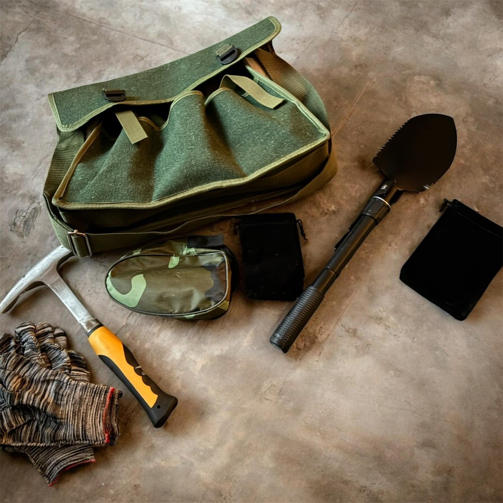 Military Style Tool Roll Bag + Folding Shovel & Hand Tools Bundle