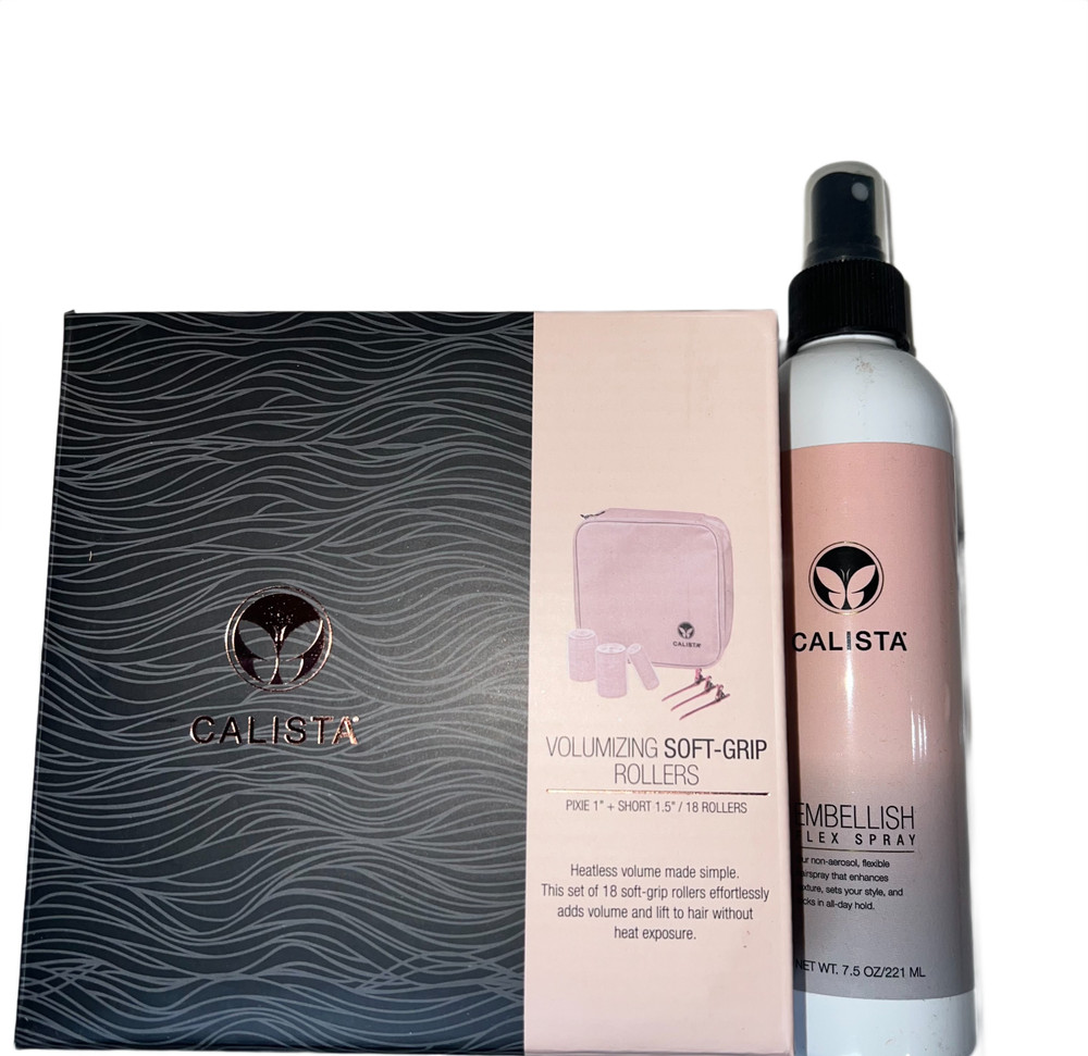 Calista Self Grip Rollers Volumizing Set Short Pixie Clips Case Flex Spray New
