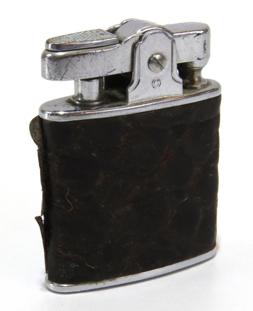 Ronson Princess Leather Wrapped Engraved Push-Button Vintage Cigarette Lighter