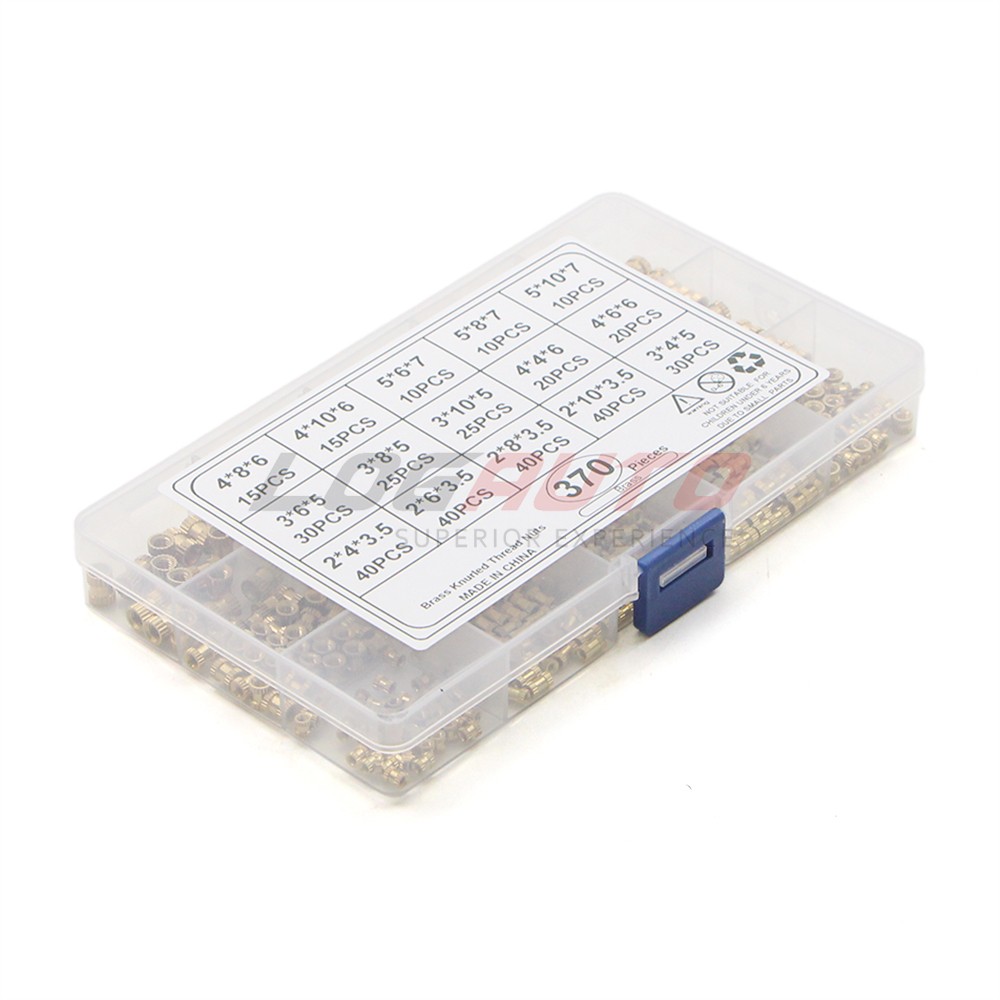 370Pcs Female Thread Solid Brass Knurled Nuts Threaded Insert Embedment M2-M5