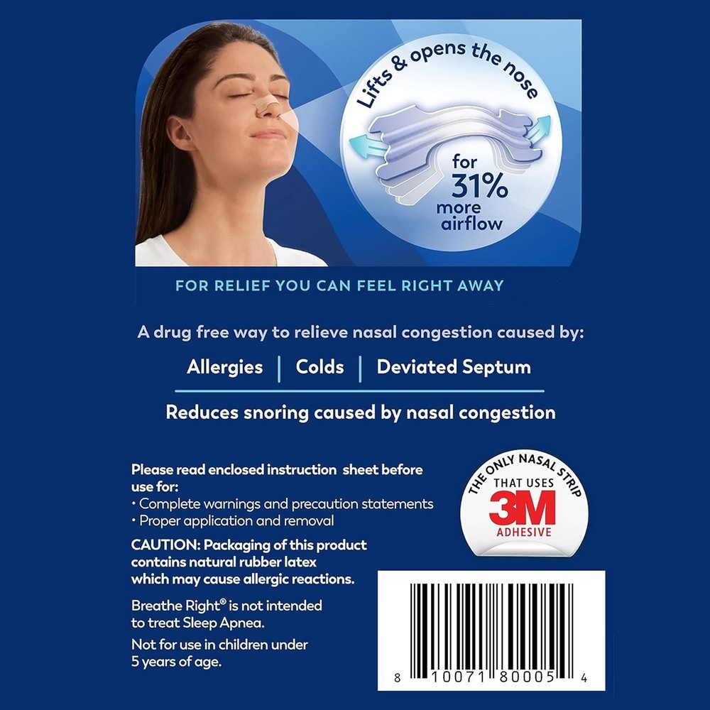 Breathe Right Nasal Strips Clear - Large | 30 Ct
