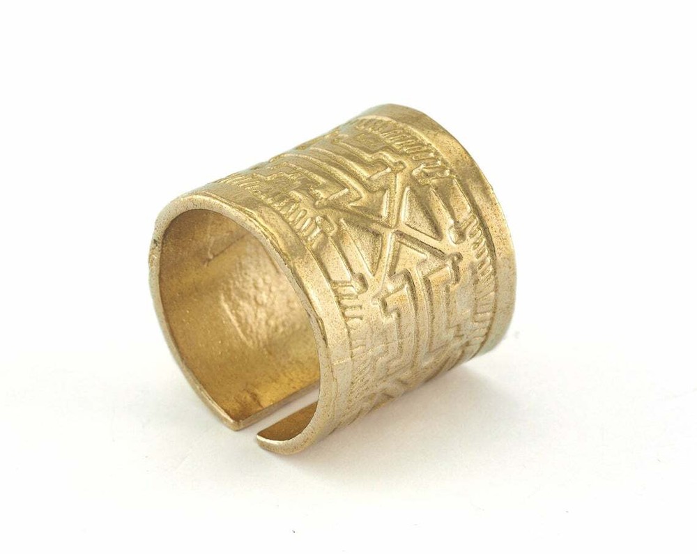 Textured Adjustable Ring Raw Brass 19mm 17.5mm 7US inner size - Adjustable 3371