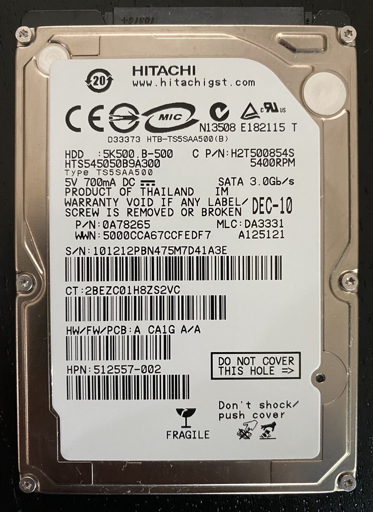 XBOX ONE ORIGINAL INTERNAL HARD DISK DRIVE Hitachi 500GB REPLACEMENT SATA