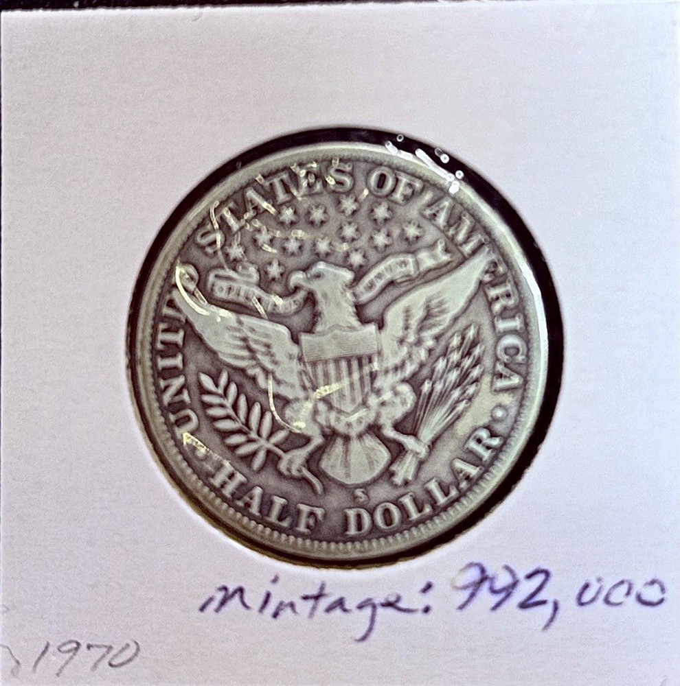 1914-S Barber Silver Half Dollar VF