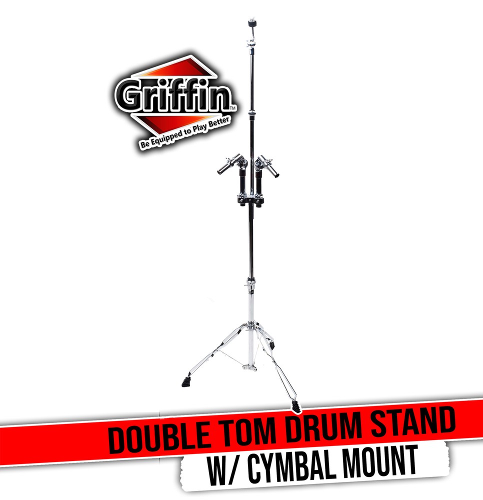 Double Tom Drum Stand with Cymbal Arm by GRIFFIN | Drummers Percussion Set