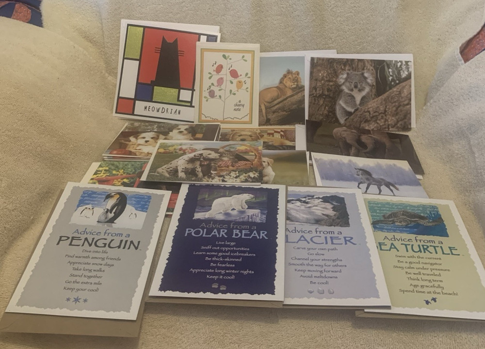 23 Pc Assorted ANIMALS BLANK NOTE CARDS & ENVELOPES Lot #9 - NEW